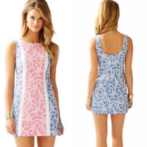 Lilly Pulitzer Delia shift in multicolor blue pink white Indigo Star Crush - Picture 11 of 11